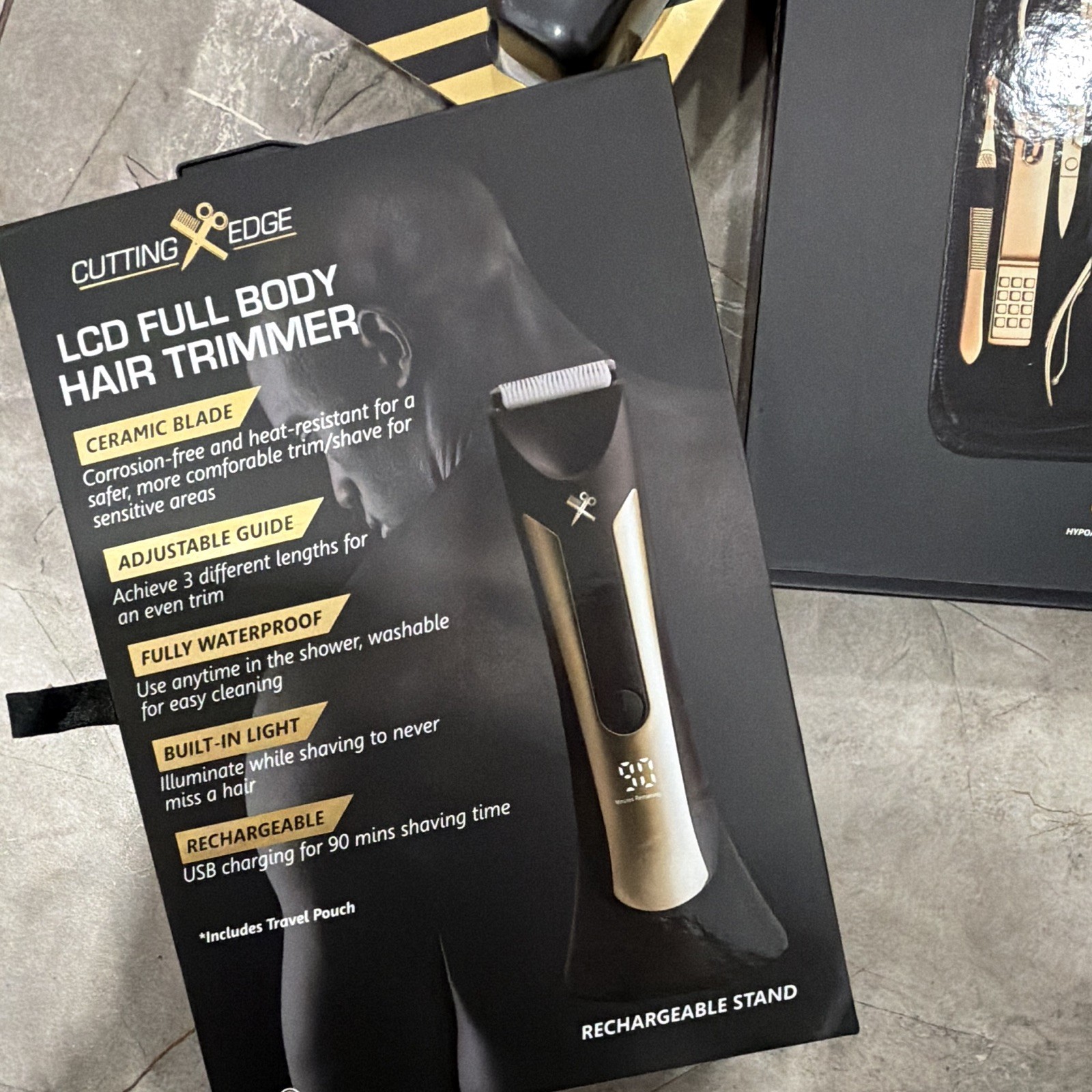 Cutting Edge LCD Full Body Trimmer & Nose Trimmer Set, Waterproof, Black/Gold