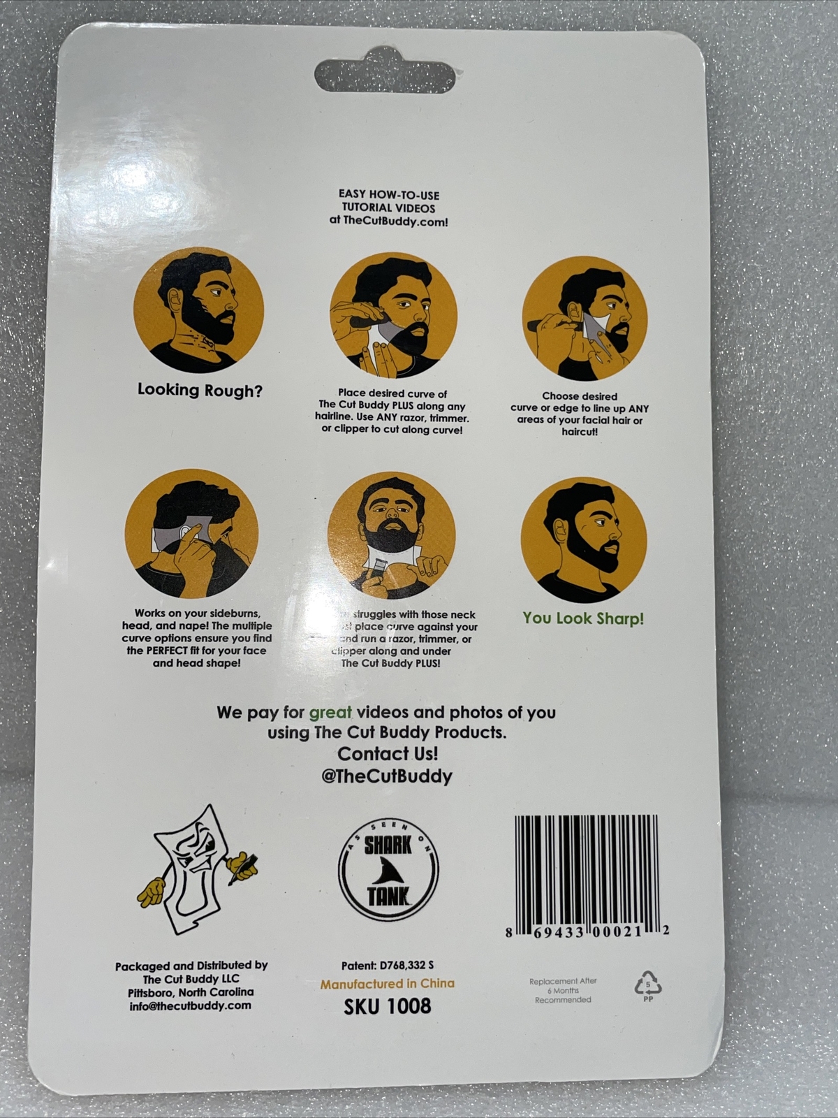 The Cut Buddy PLUS Pen Hairline Beard Lining Guide Tool SHARK TANK Multi Curve