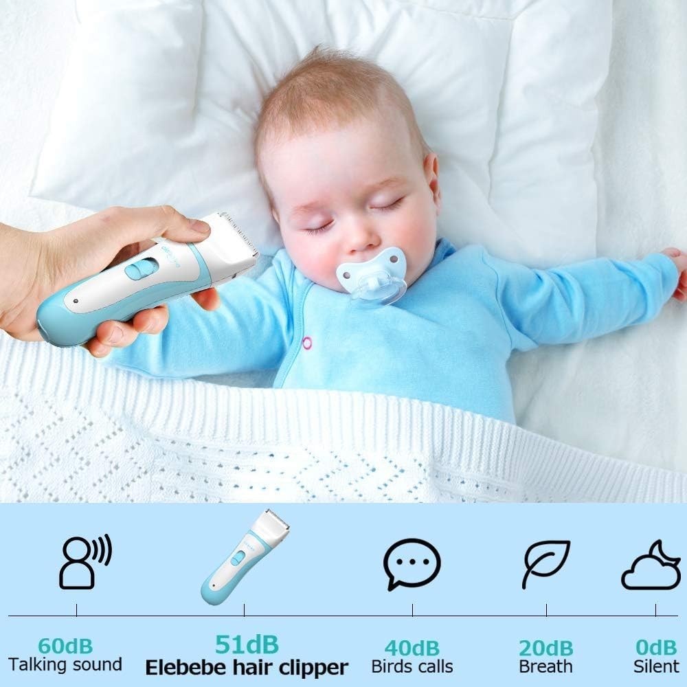 Elebebe Baby Hair Clippers – Electric Hair Trimmer with 3 Heads & 3 Guide Combs