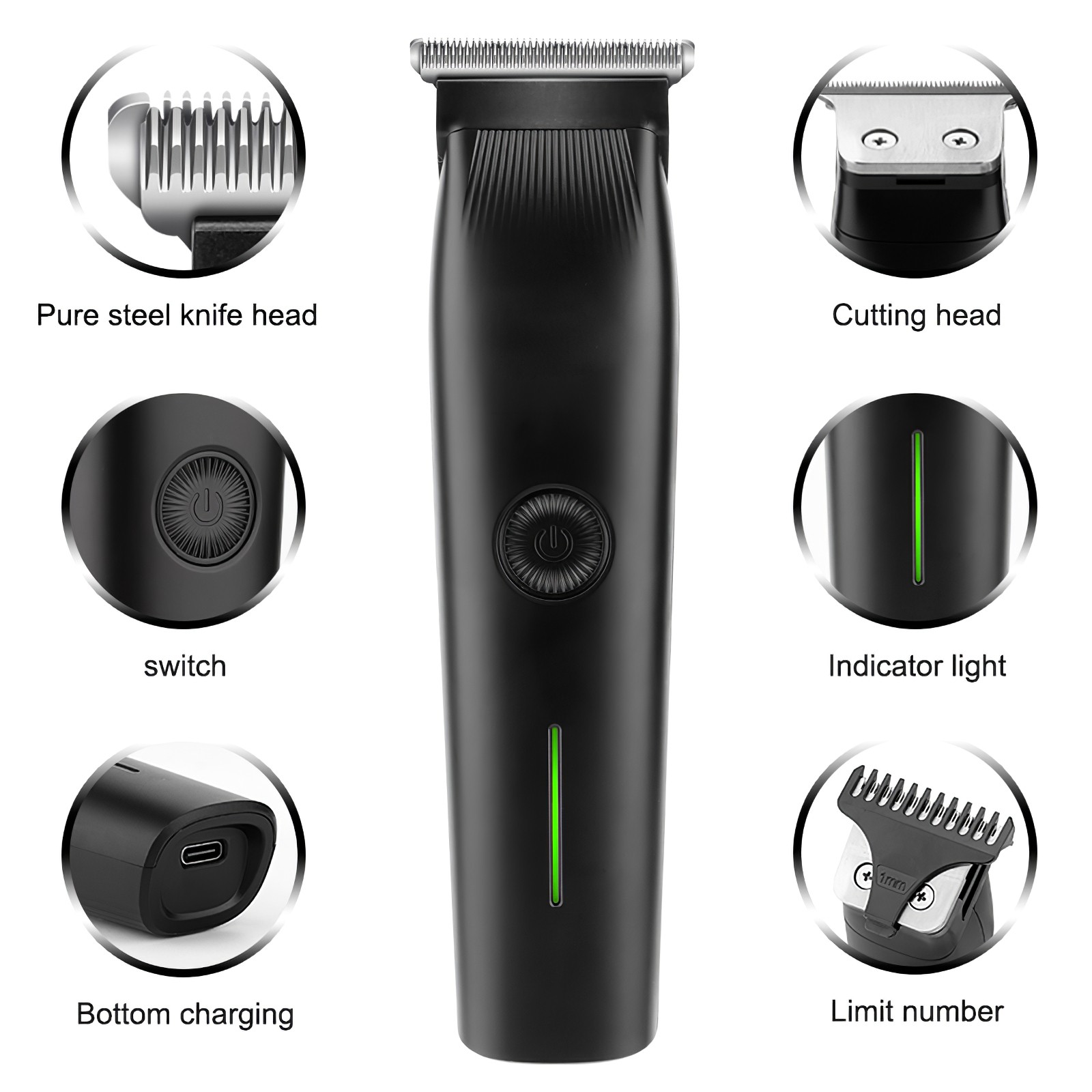 3‑In‑1 Mens Grooming Kit Beard Nose Ear Hair Trimmer Black