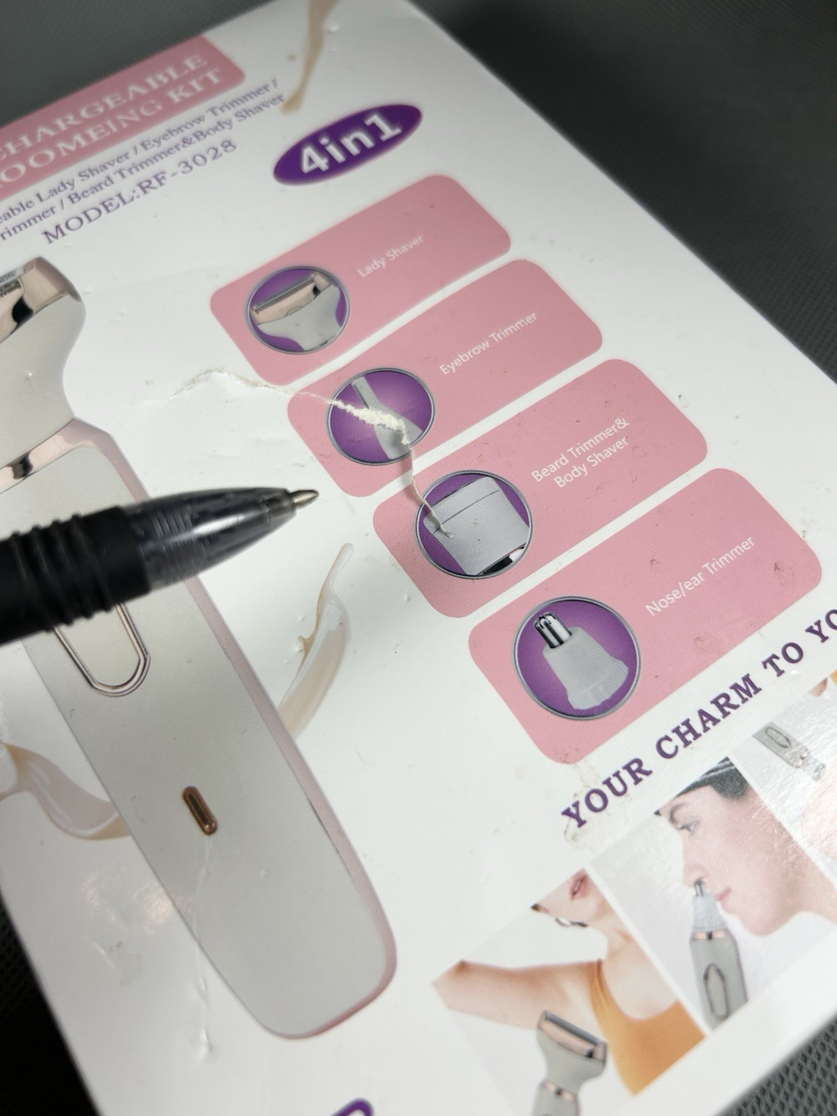 Womens Grooming Kit, Rechargeable USB 5V 3W Shaver 4 in 1 RF-3028 KIT