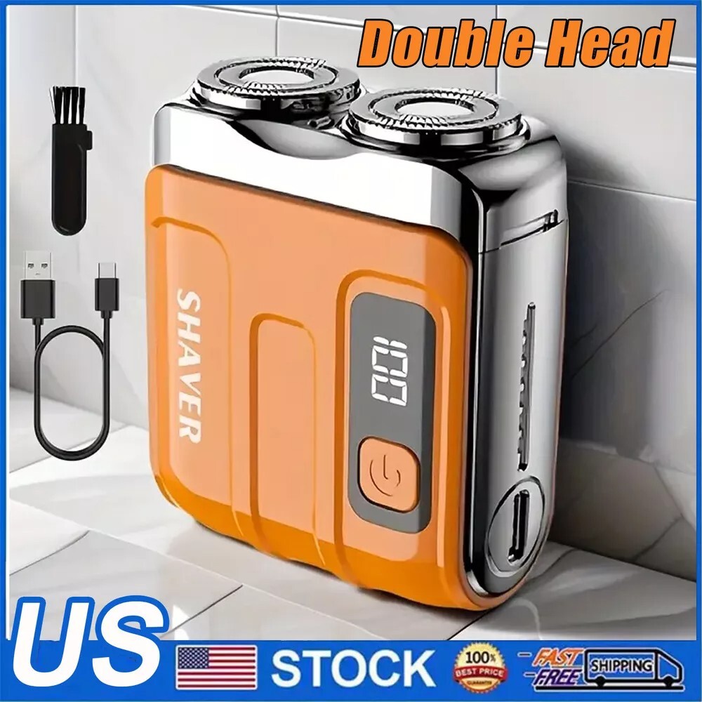 Men Mini Rotating Double Head Travel Shaver USB-C Charging Portable Shaver-R18