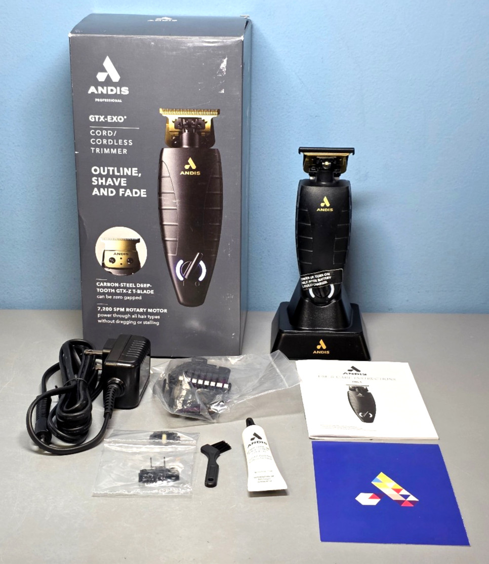 Andis Professional GTX-EXO Cordless Trimmer and Charging Stand, New