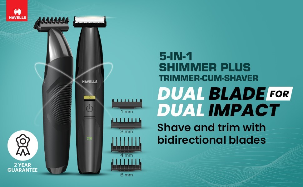 Havells ST8000 Shimmer plus 5 in 1 Dual-Blade Shaver cum Trimmer 4 Trimming Comb