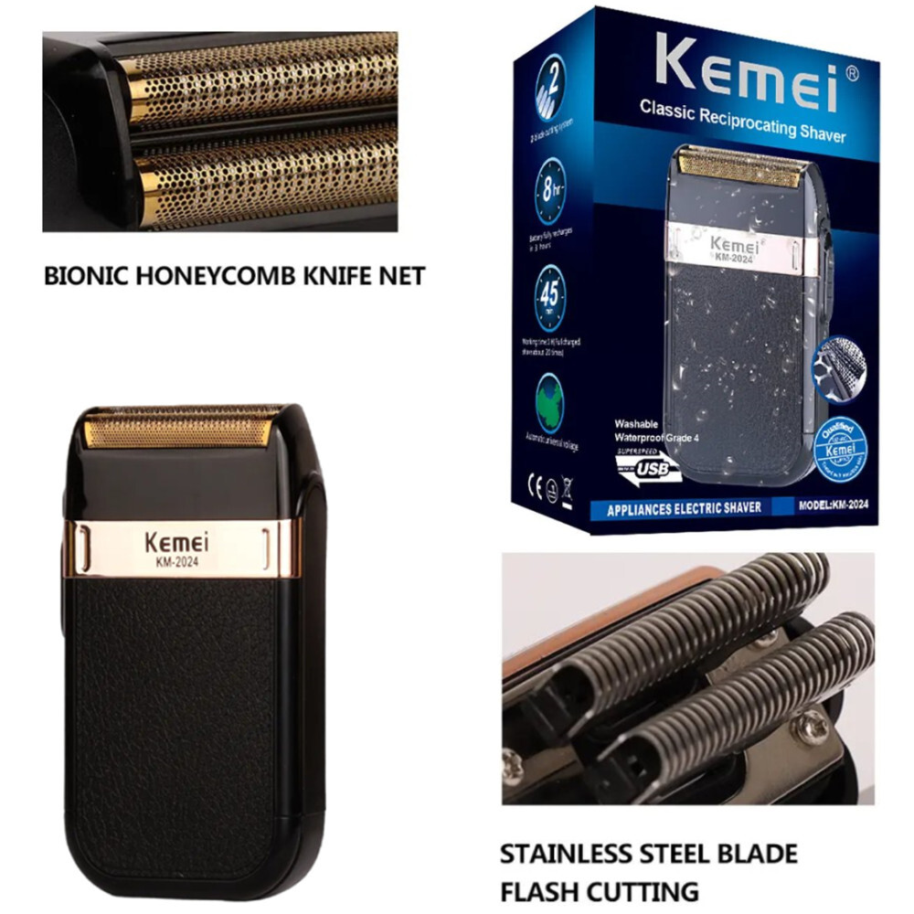 Rechargeable Kemei KM-2024 Men Electric Shaver Trimmer Portable Shaver Razor