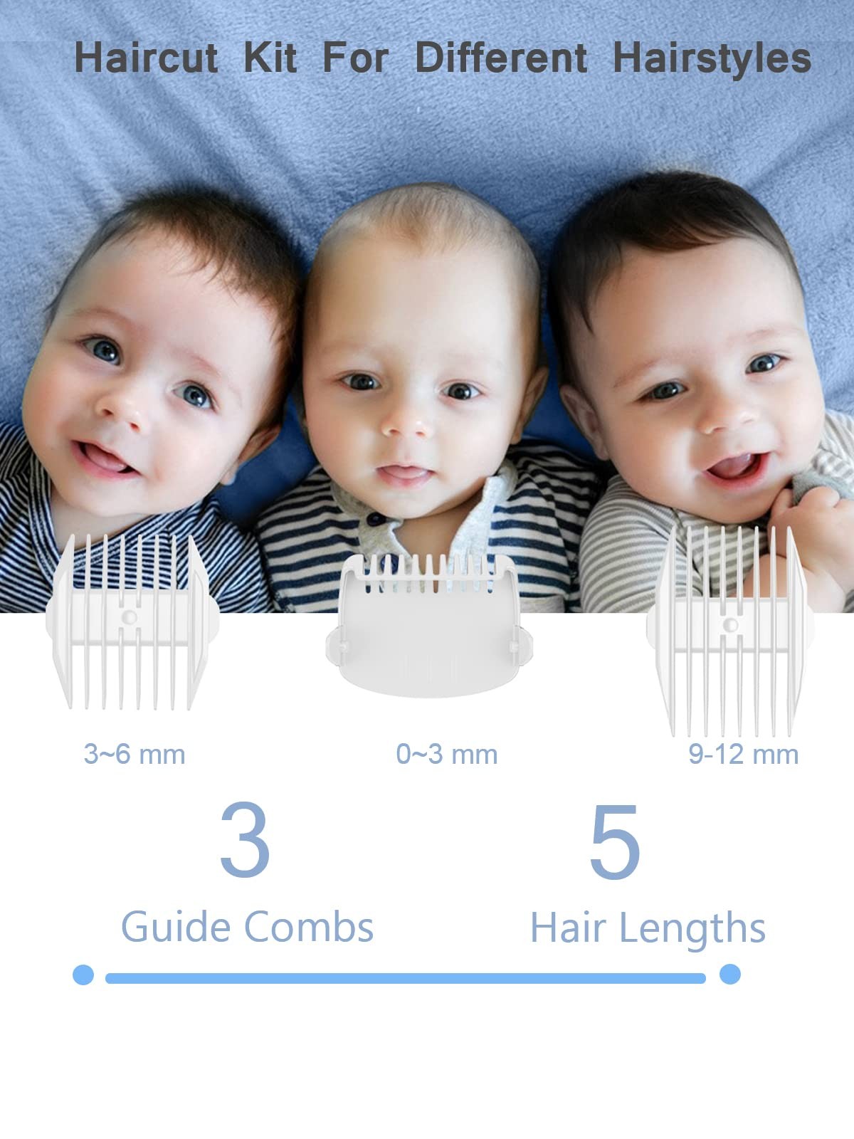 Baby Hair Clippers Low Noise Autism Hair Trimmer for Kids,Blue