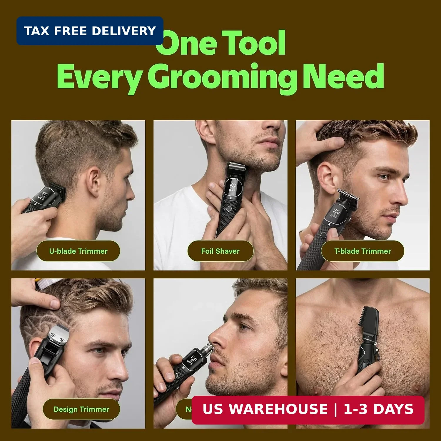 All-in-One Beard Trimmer for Men, Electric Shaver & Grooming Kit | 6 Precision H