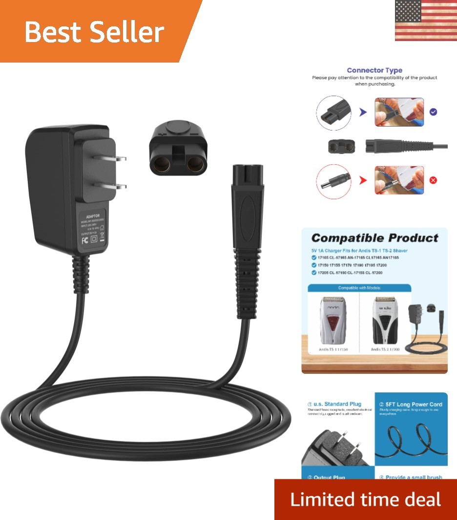 3.3ft 5V 1A Power Cord for Andis Shaver – Compatible & Lightweight Design