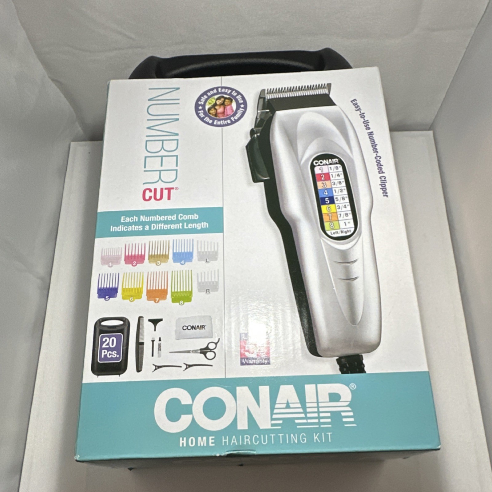 Conair HC408RN Number-Coded Haircutting Kit Silver/Black, Stainless Steel Blade…
