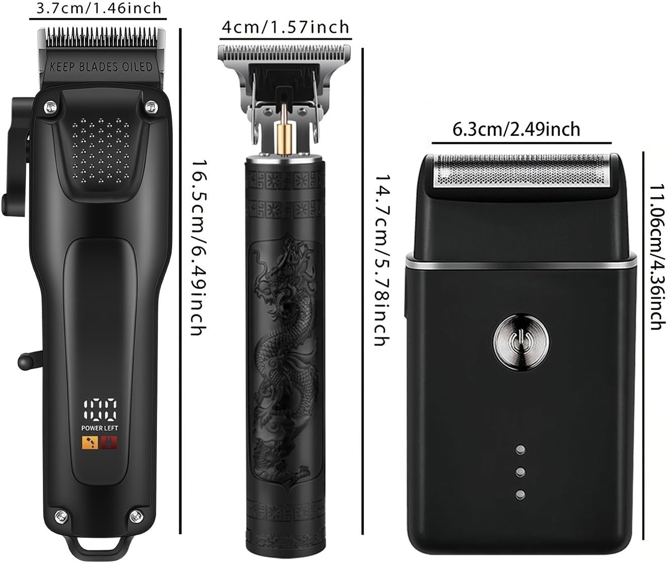 Men’s 3-in-1 Hair Clipper Kit: Trimmer, Shaver, LCD, USB Charge