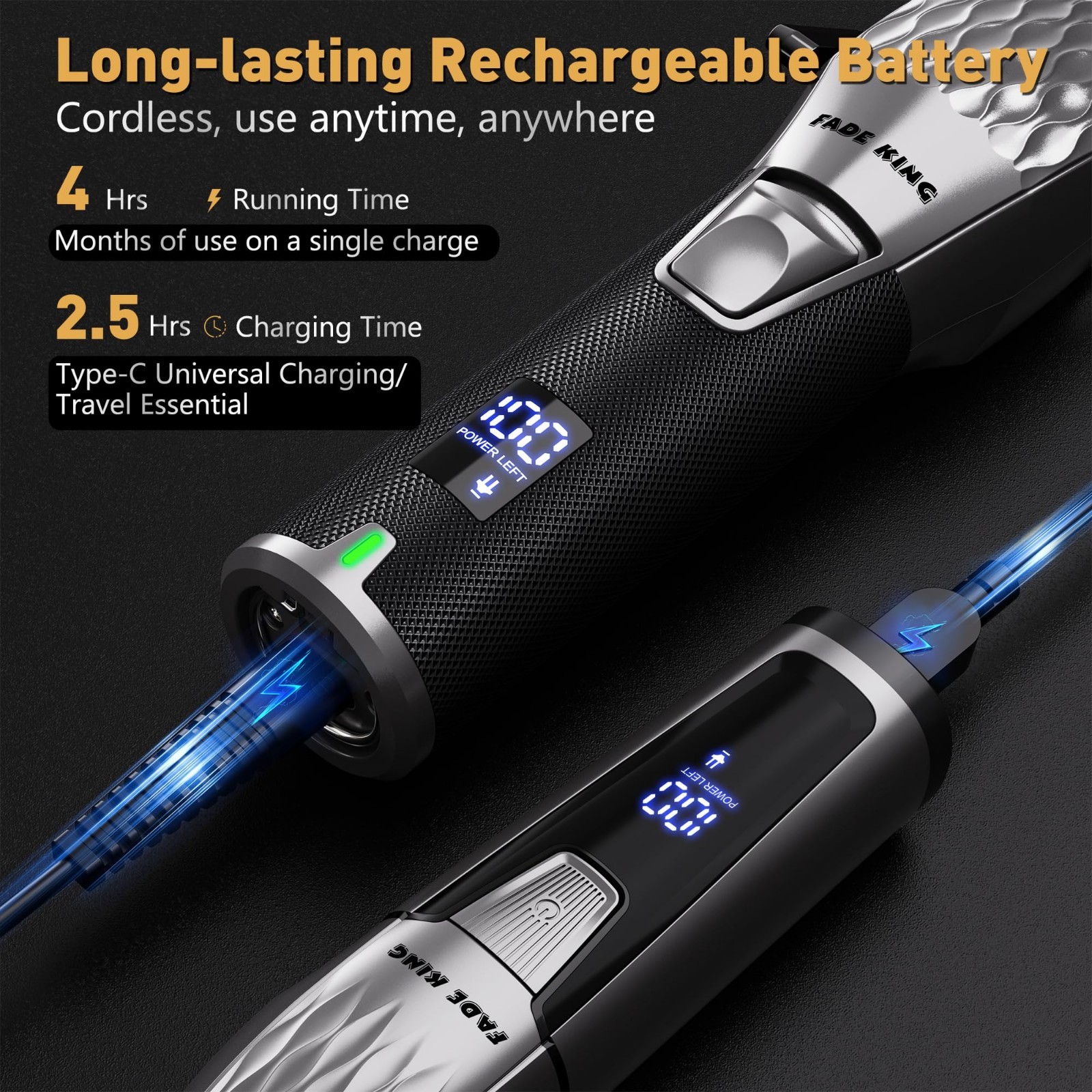 Professional Hair Clippers for Men, Cordless Beard Trimmer Kit, Zero-Gap Barber