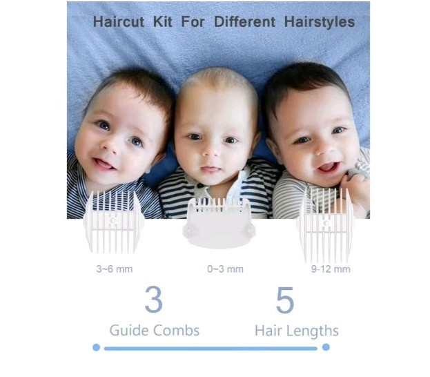Baby Hair Clippers, Low Noise Hair Trimmer for Kids, Waterproof USB Rechargeable
