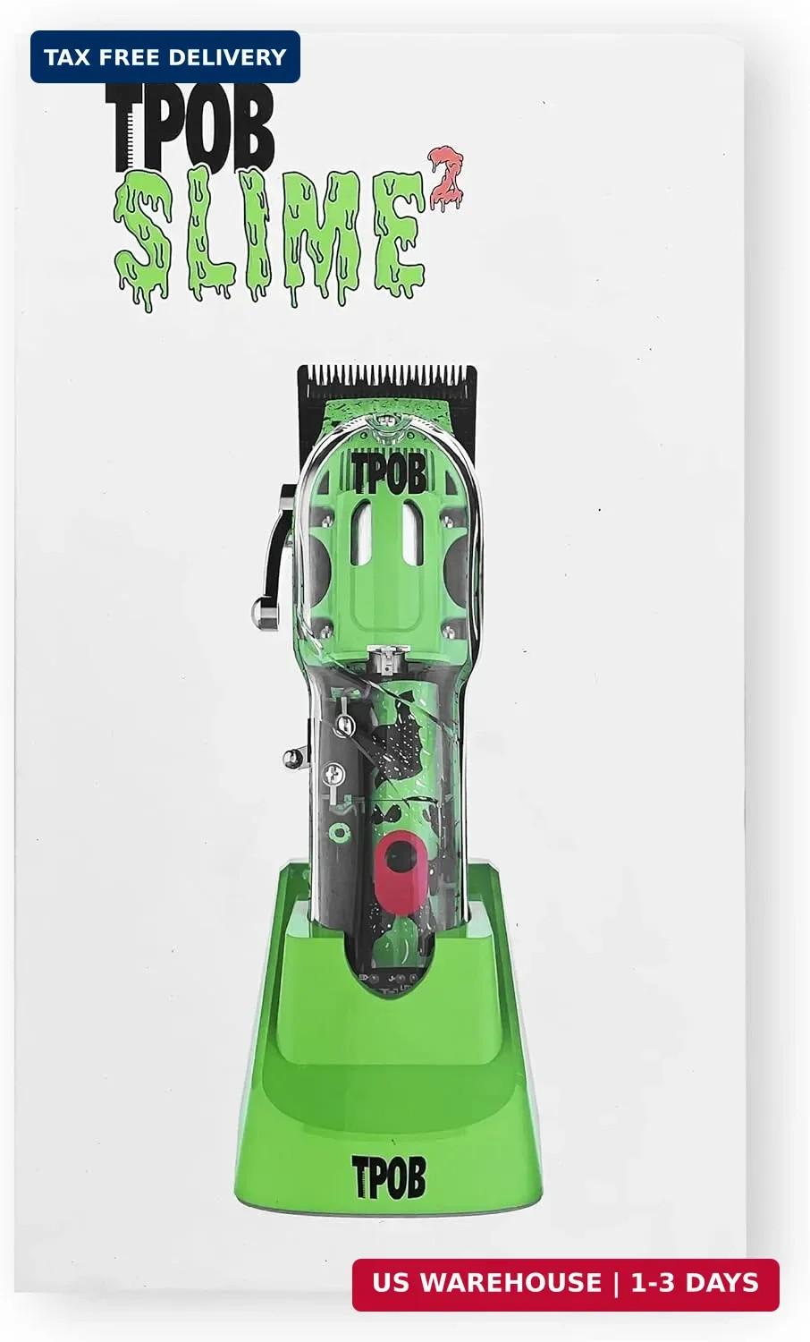 Slime 2 Barber Hair Clippers for Men 6800 RPM with Matte Green Case and X F