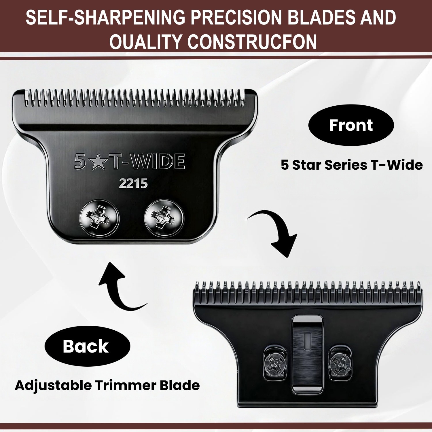 2215 Replacement T Wide Blade for Wahl 5 Star Detailer Li Trimmer 8081 8171 1Pc