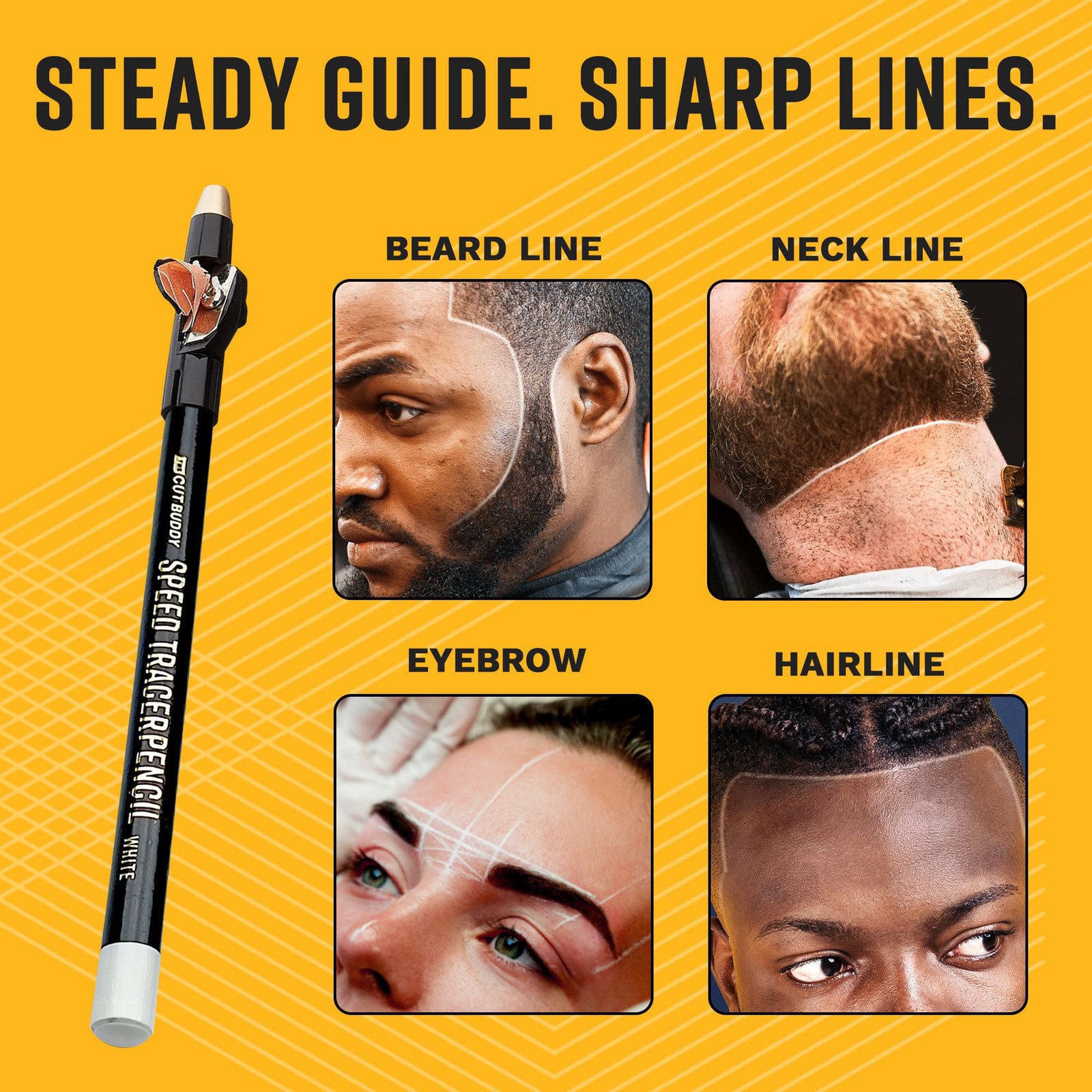 Ivory White – Speed Tracer Barber Pencils + Sharpener