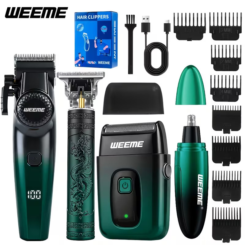 4-in-1 Men’s Hair Clipper Trimmer Shaver Nose Grooming Kit USB Rechargeable