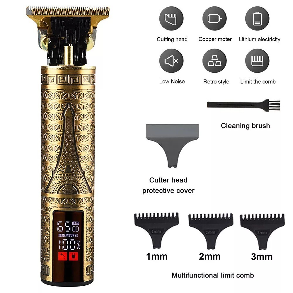 Men Portable Electric Hair Trimmer Cordless Clippers Beard Shaver Cutting LED