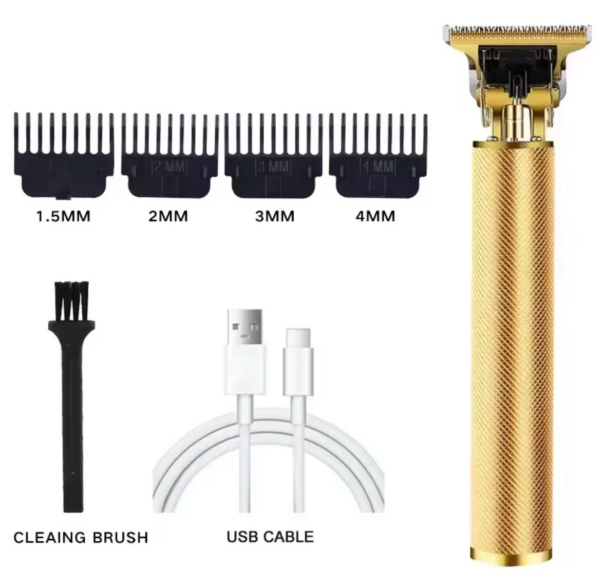 Cordless USB Rechargeable T-Blade Trimmer Hair/Beard Gold Display 1.5-4mm