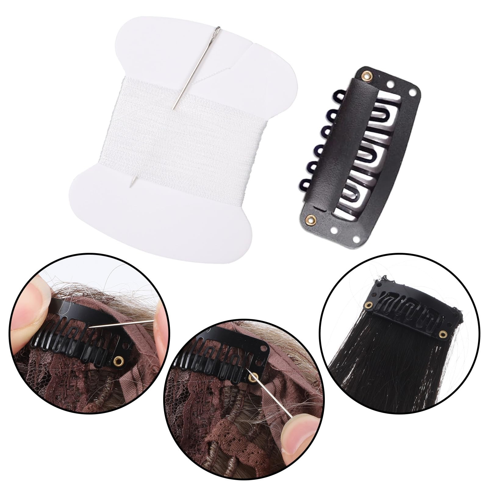 Hair Extension Clips, 30 Pcs 32mm 6-Teeth Wig 1 Count (Pack of 31), Black