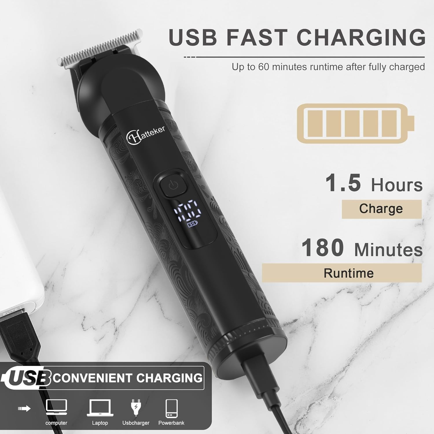 Hatteker 8-in-1 Multi-Functional Grooming Kit for Men Beard Trimmer for Gray