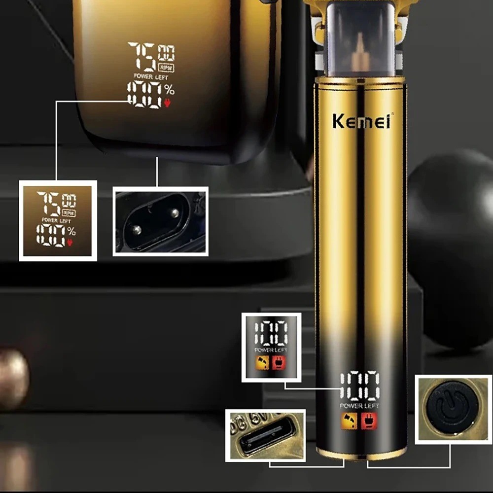 Professional Hair Clippers Kemei Barber Shaving Cutting Beard Cordless Trimmer