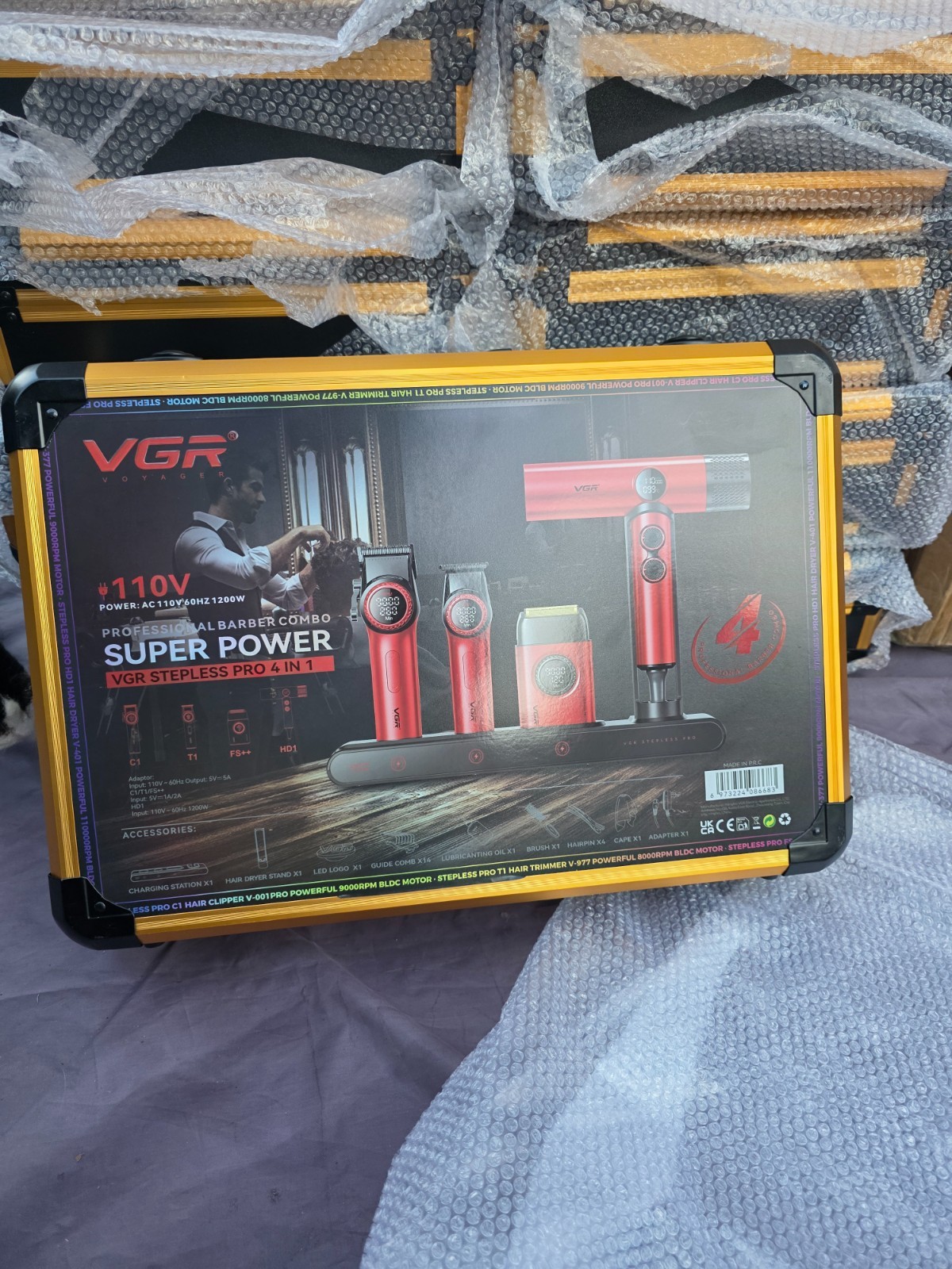 VGR Stepless Pro 4-in-1 Barber Series Combo Kit for Salon