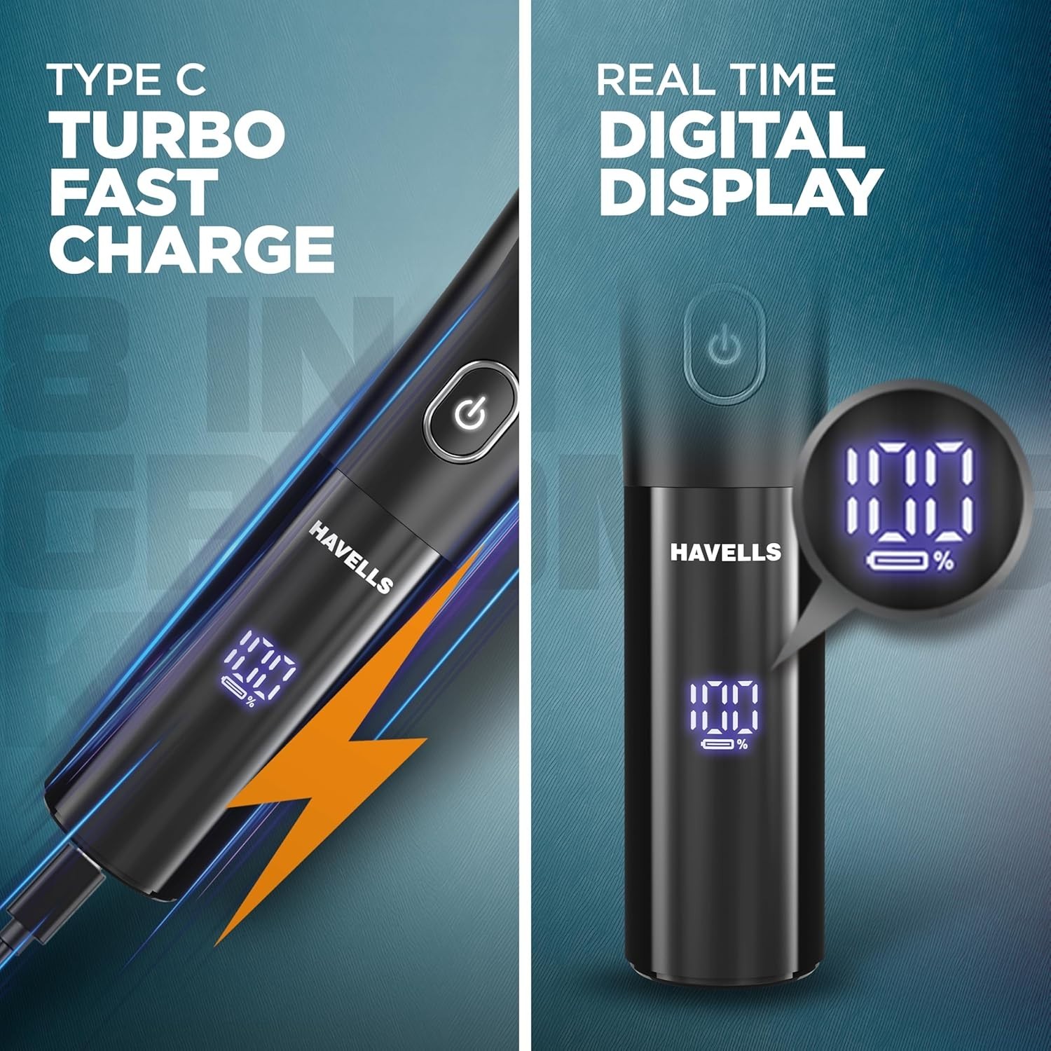 Havells GS7608 8 in 1 Digital Grooming Kit |2-in-1 Special Blade Type C Charge