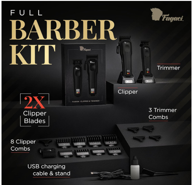 New Seal Fagaci Professional Hair Clippers DLC Blade High Torque Vector Motor
