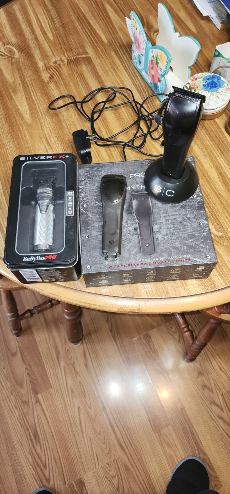 BaBylissPRO SILVERFX+ Trimmer & S|C MYTHIC Clipper Silver Brushless Magnetic