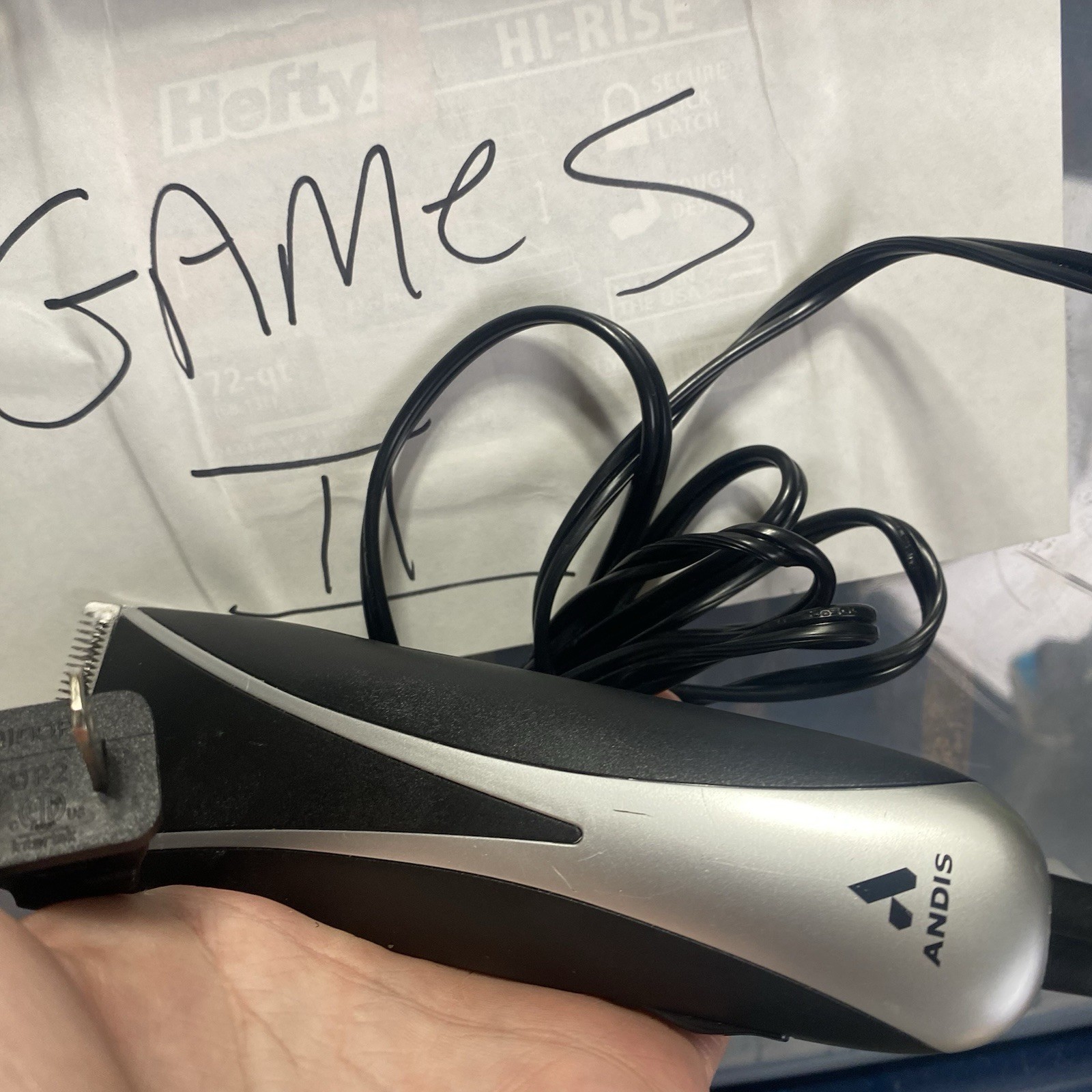 Andis Electric Clipper Hair Cutter Model PM-10 Silver Black Tested Working