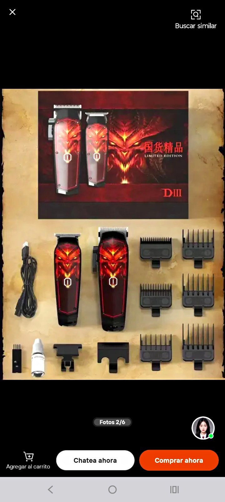D3 Cordless Rechargeable Haircutting Kit Red/Black T-Blade USB Charging