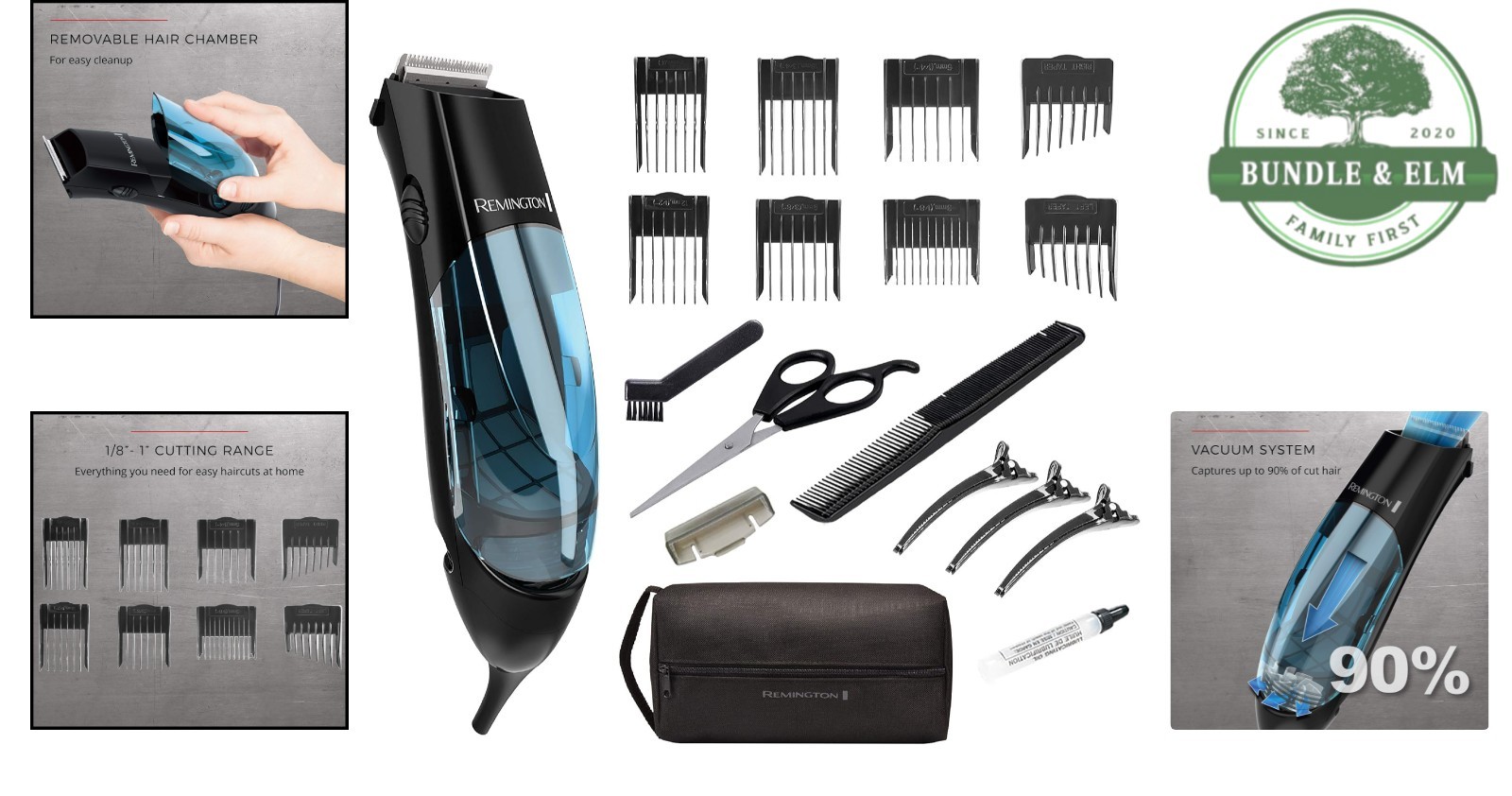 Remington Vacuum Haircut Kit, Vacuum Beard Trimmer, Hair Clippers for Men with R