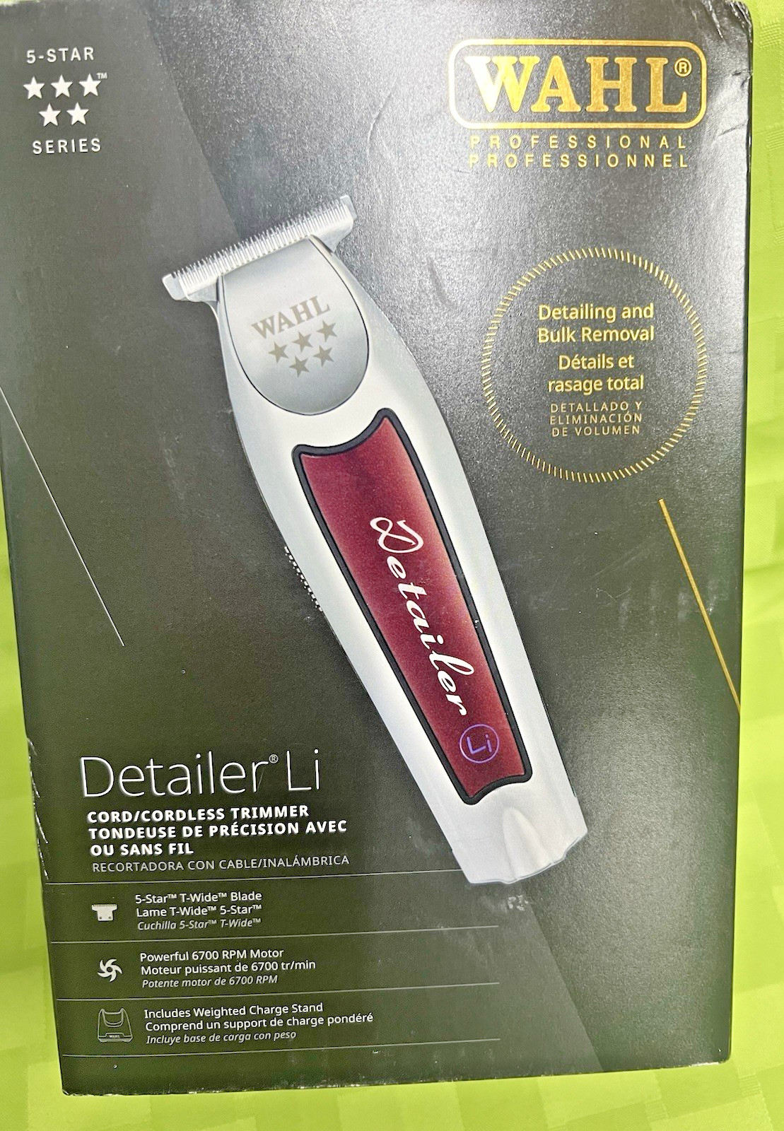 WAHL CORDLESS DETAILER LI EXTREMELY CLOSE T-WIDE BLADE 100 MIN RUN TIME # 08171
