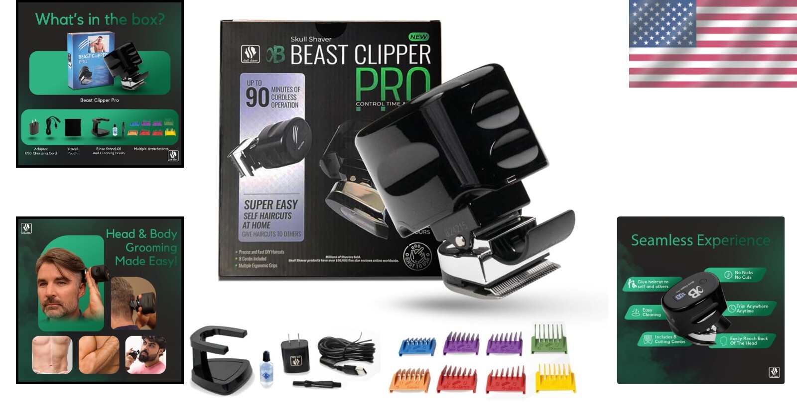 Professional Hair Clippers for Men & Women – Beast Clipper Pro with Custom Combs