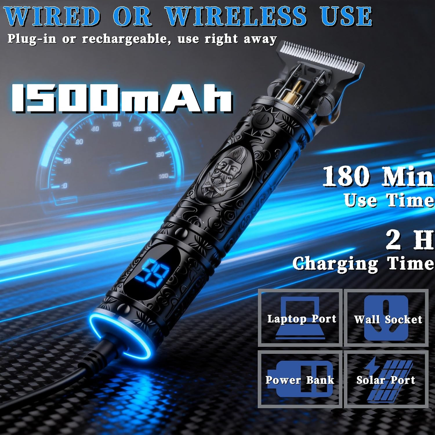 Beard Trimmer, Cordless T-Blade Hair Clippers, Ultra Portable | Edgers Trimmer,1