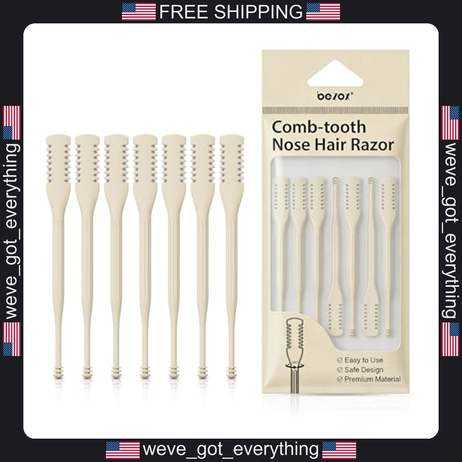 3 Pack Manual Nose Hair Trimmers Portable Stainless Steel Grooming Tools