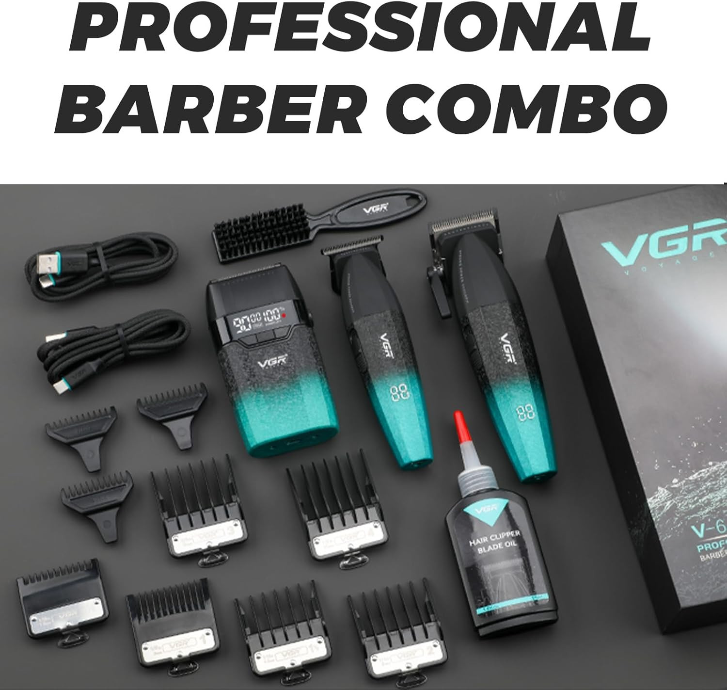 640S3 Professional 3 in 1 Hair Cutting Kit, 9000RPM Hair Clippers for Men Profes