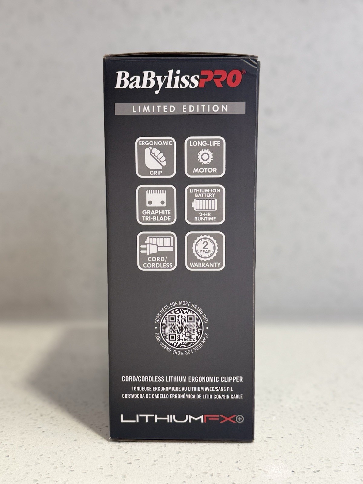 BaByliss PRO LithiumFX+ Cord/Cordless Ergonomic Clippers Limited Gray FX673NSGY