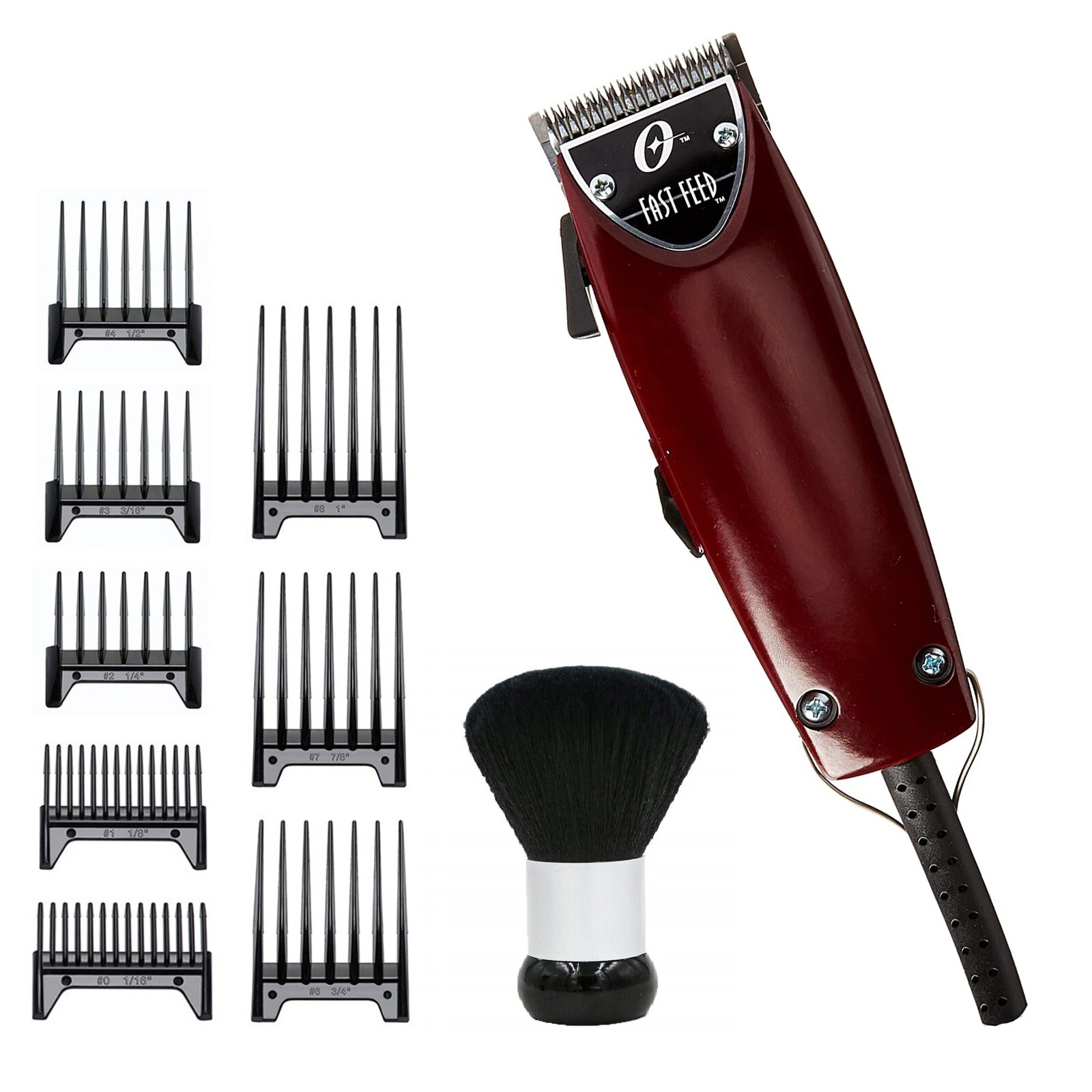 Oster Professional 76023-510 Fast Feed Clipper – Red with 8 Guide Combs & Brush