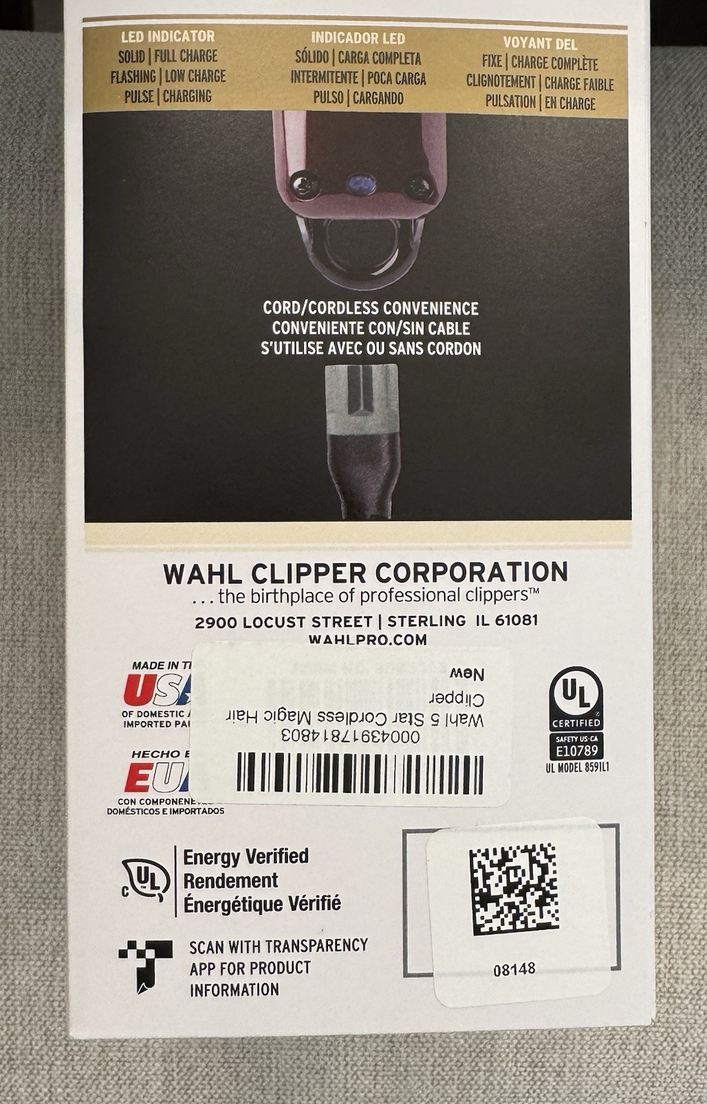 Wahl Professional 5-Star Cordless Magic Clip Hair Clipper 8148 FACTORY SEALED US