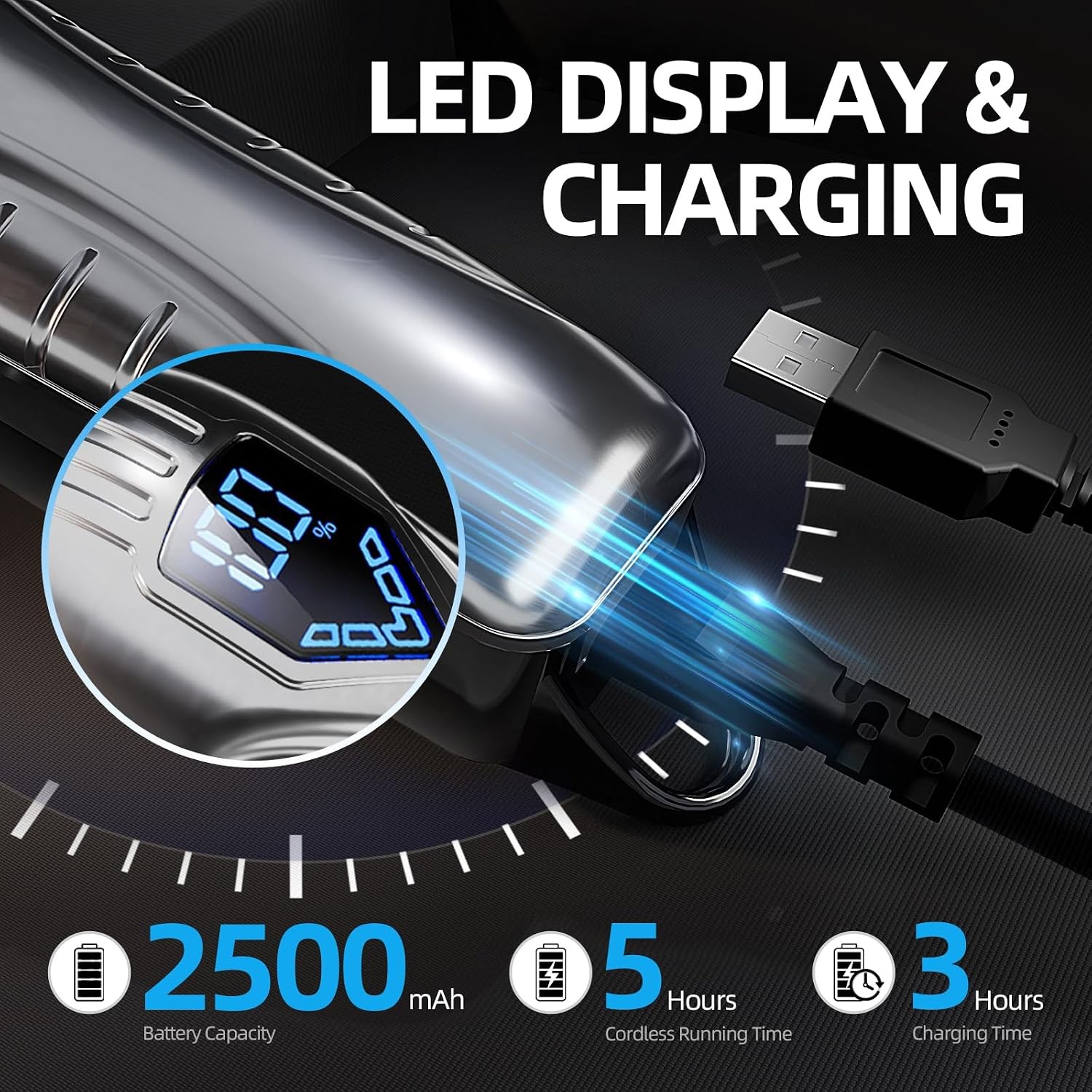 Low Noise LED Cordless Hair Clipper Grooming Kit For Men Women