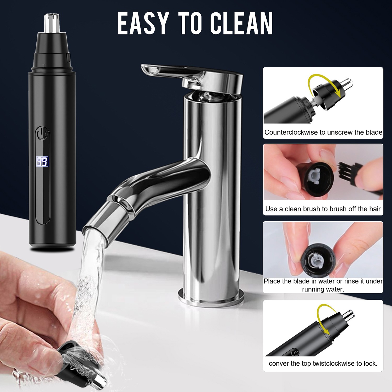 Nose Trimmer for Nose,Ears,Eyebrows Trimming Kit,Powerful Motor&Dual-Edge Blades