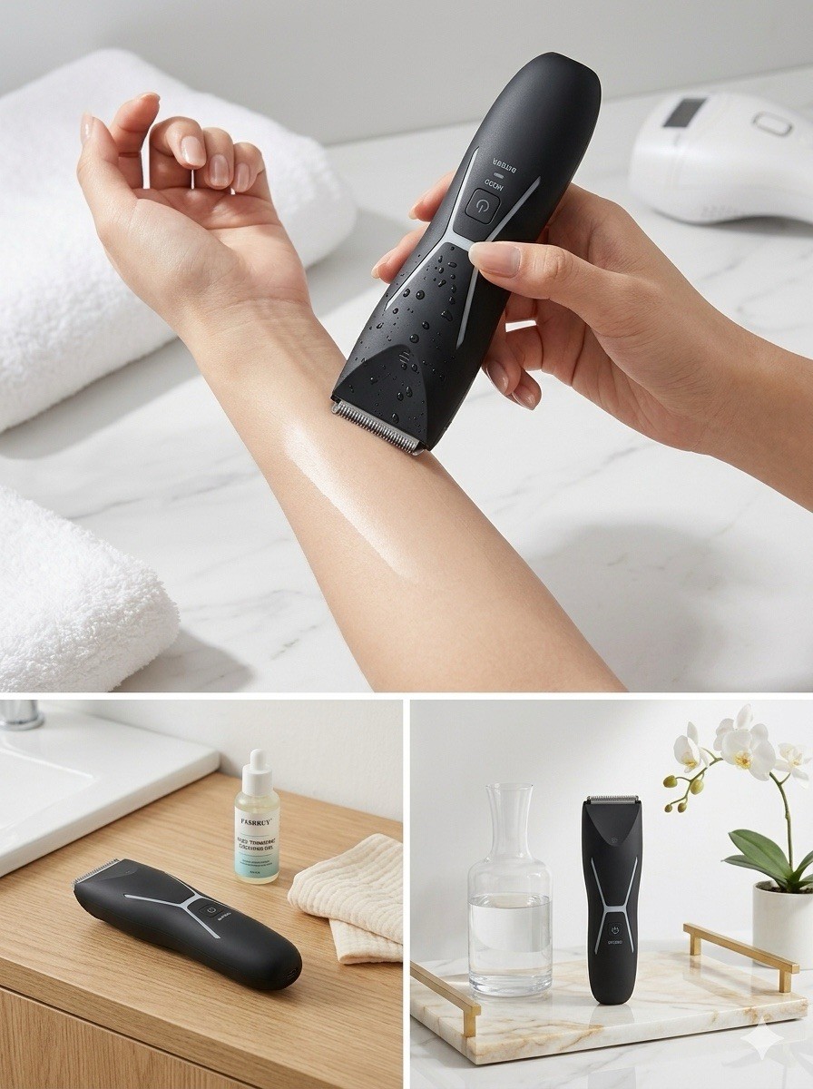 Cordless Electric Body & Groin Trimmer, USB Rechargeable, Black, 1.5-12mm