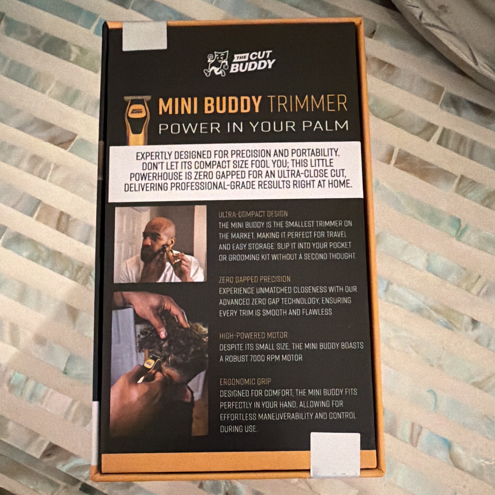 The Cut Buddy Mini Buddy Cordless Trimmer Ergonomic Grip Face/Neck Gold/Black