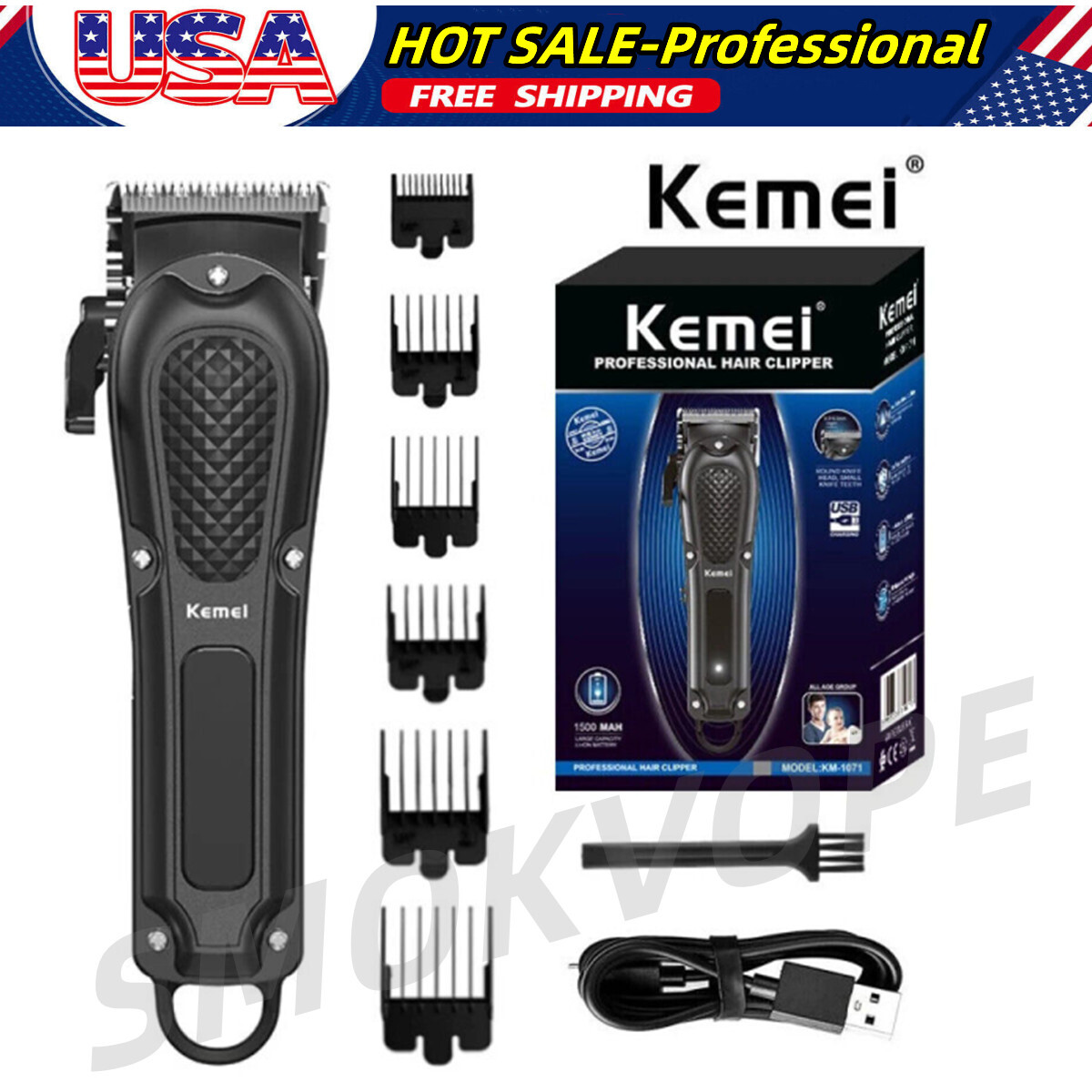 Professional Electric Cutting Machine Kemei Shaver Cordless Hair Trimmer Clipper