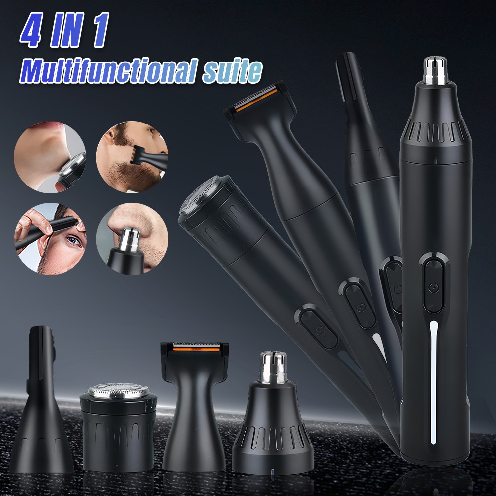 4in1 Electric Nose Ear Hair Trimmer Face Eyebrow Mustache Beard Shaver Clipper