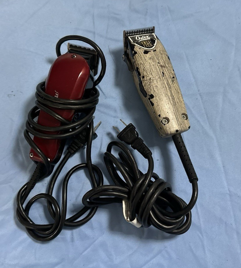 Oster Fast Feed Corded Electric Hair Clipper Lot of 2 Beige/Black