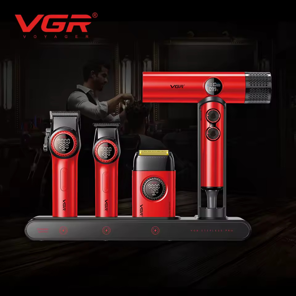 VGR 4-in-1 Pro Barber Set – Clipper, Trimmer, Dryer 💨 9000RPM Grooming Kit