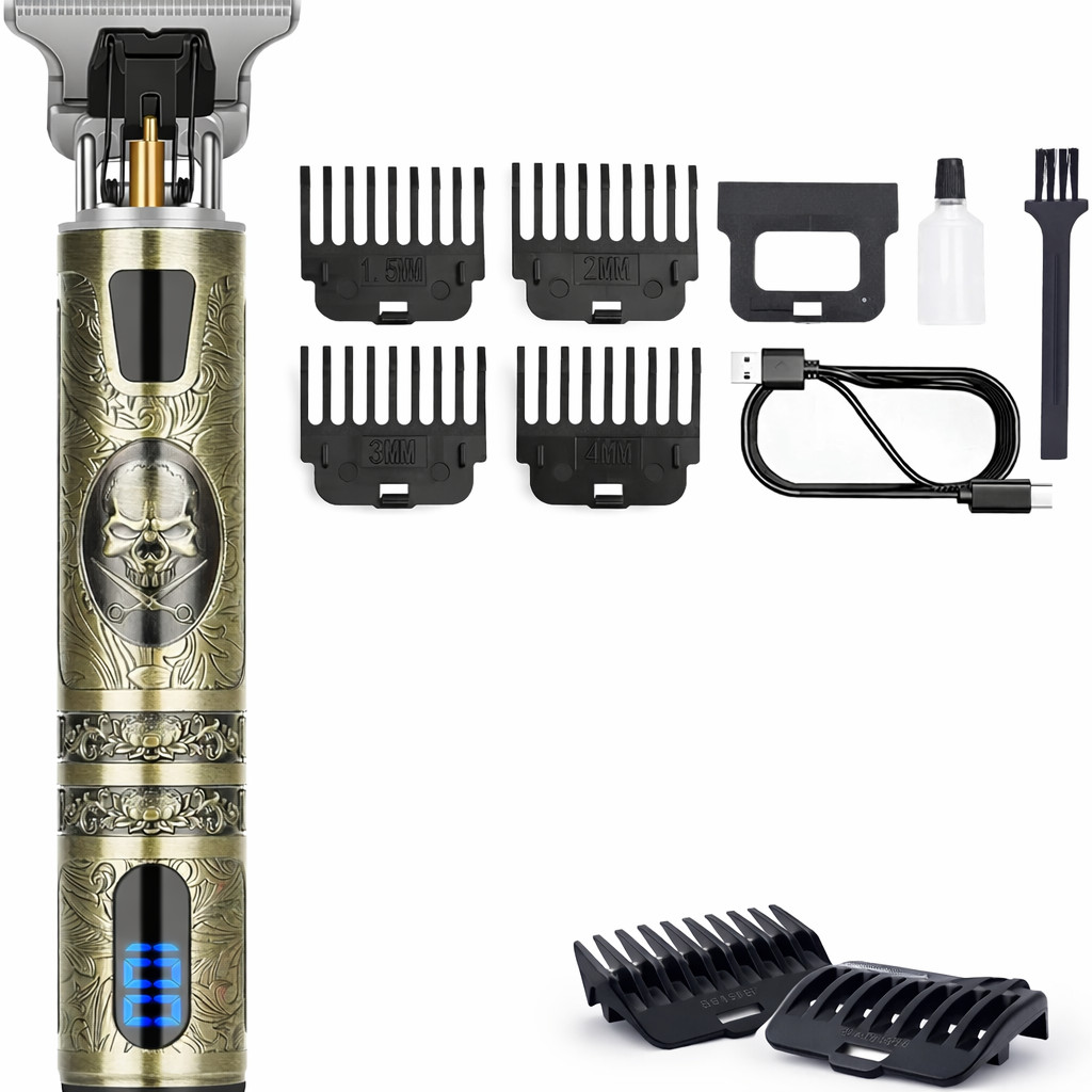 Cordless Beard Trimmer for Men Hair Clipper USB Rechargeable with 4 Combs