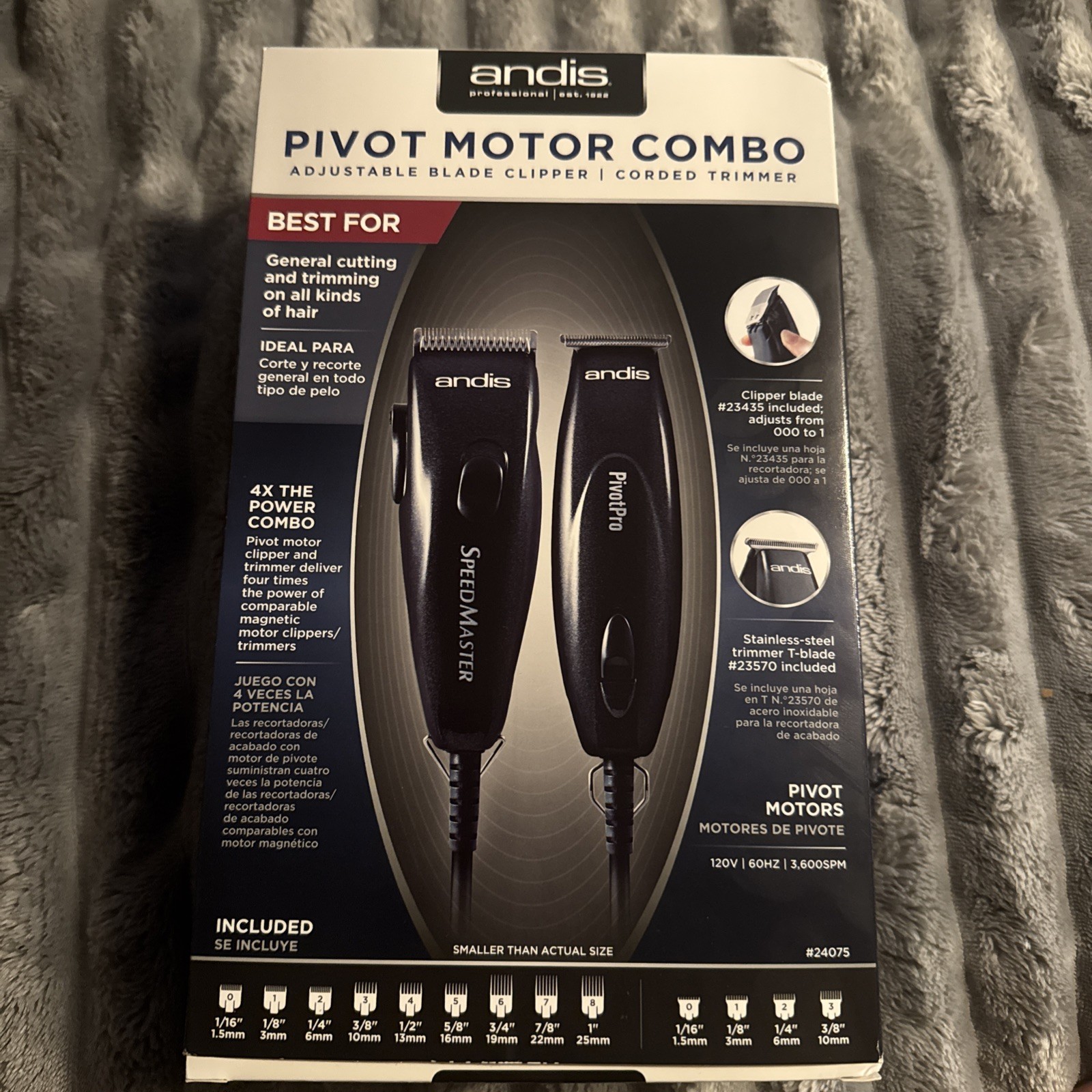 Andis Pivot Motor Clipper & Trimmer Combo and Guides w/Blade Brush
